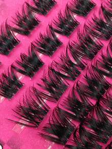 Hinarin 108 piezas Extensiones de pestañas individuales con banda transparente, estilo D Curl, aspecto natural de visón falso, pestañas en racimos puntiagudos tipo manga de 8-16 mm, banda delgada reutilizable, regalo para mujeres y niñas, pestañas postizas - D - Ver 4
