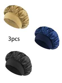 Bộ 3 chiếc băng đô rộng vành nhiều màu sắc dành cho nữ, chất liệu lụa satin, thích hợp để đeo hàng ngày, mùa hè, đi biển, làm mũ, đi nghỉ mát, du lịch. - 3 mảnh vàng đen xanh nước biển - Xem 10
