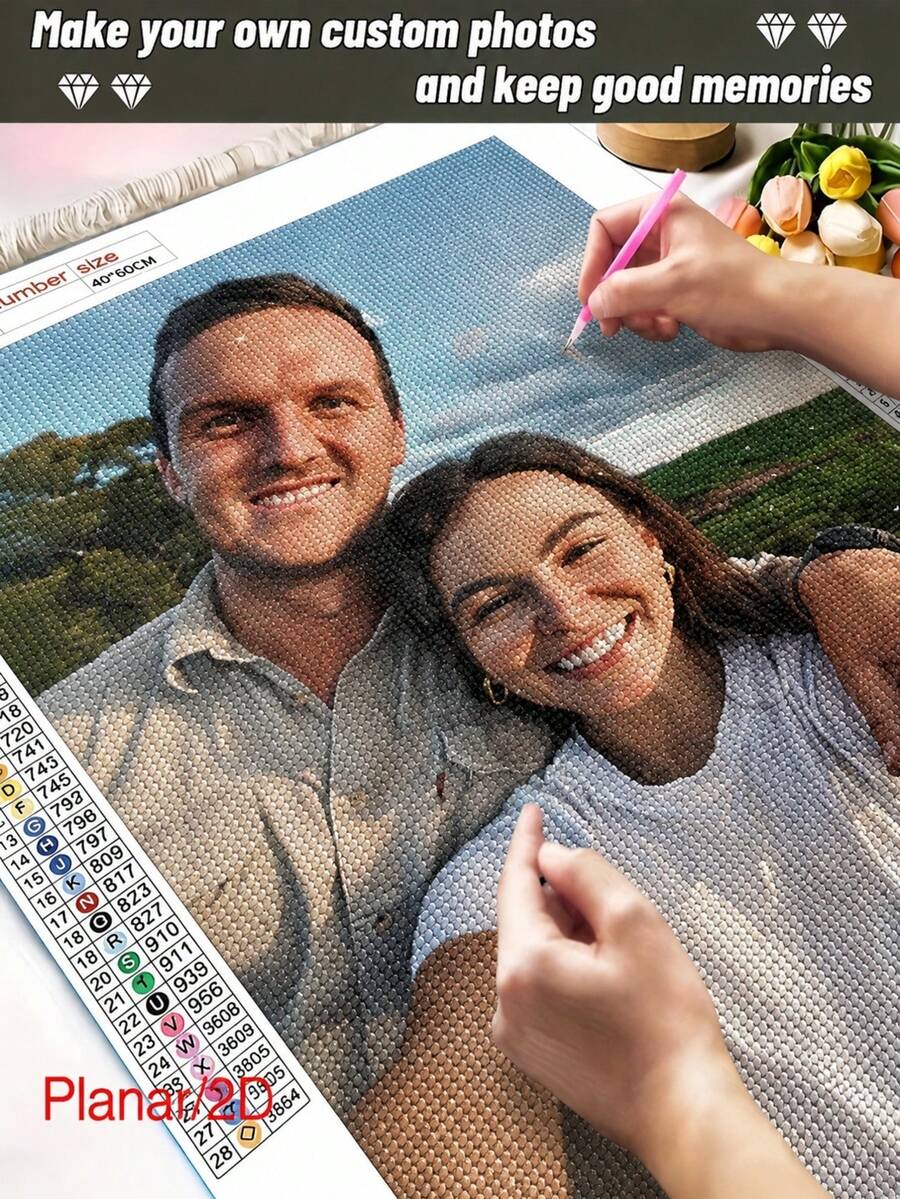 Personalized 5D Diamond Painting, Custom Photo High-Definition Printing, DIY Handicraft, Full Diamond Coverage, Durable Canvas, Easy To Operate, Home Decor, Birthday Gift - Multicolor - View 1