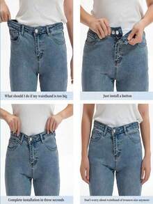 Botones removibles sin remaches para jeans, hechos de aleación de zinc, tamaño ajustable, sin necesidad de coser. - Multicolor - Ver 5