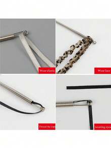 1/2/4Pcs Spring-Loaded Flexible Drawstring Threader Tool - 2-In-1 No Sew Waistband Stringer & Elastic Band Inserter, Quick Drawstring Replacement, Bendable Stainless Steel Guide, Universal For Hoodies Pants Sweatpants Skirts Jackets - A - View 10