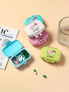 Cute Pill Pattern Printed Portable Pill Box, Moisture-Proof Medicine Storage Box, Compartmentalized Travel Pill Box, Daily Small Pill Box Suitable For Pocket Or Handbag, Reusable Unisex Medicine Vitamin Storage Box, Medication Planner, Daily Carry Small Pill Box For Storing Vitamins, Medications, Nutritional Supplements, Travel Essential Accessory - Multicolor - View 5