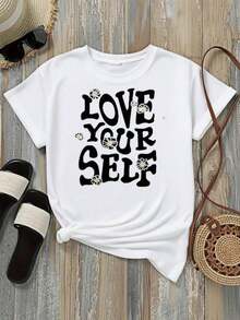 Women's Love Yourself With Daisies Shirts, Breathable Casual Blouses For Ladies - 白色 - 查看 2