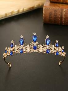 Diadema de corona de cristal de lujo, accesorio para el cabello con estilo de princesa elegante con rhinestones, adecuado para fiestas de cumpleaños, actuaciones en el escenario - Multicolor - Ver 5