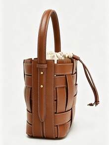 2026 Summer New Woven Drawstring Bucket Bag, Crossbody Bag For Women - Brown - View 2