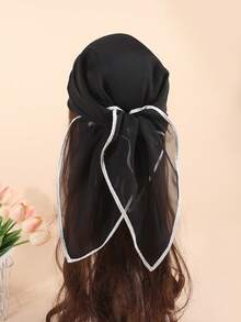 1pc New Women's Solid Color Chiffon Bandana & Square Scarf, Casual Breathable Neck Scarf With Hemmed Edge Design, Multi-Functional Hair Accessory, Headband, Hair Tie, Head Wrap, Clothing Accessory, Hair Hoop, Suitable For Abaya, Soft And Lightweight, For Spring, Summer, Autumn, Winter, Daily Wear And Travel - Multicolor - View 19