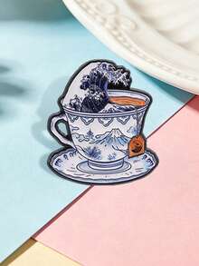 Kanagawa Rubber Enamel Badge Ukiyo-E Wave Monster Brooch Tie Pin Cartoon Jewelry Friend Gift - Multicolor - View 4