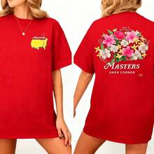 Nueva Llegada 2026: Camiseta de Golf Masters Amen Corner, Camiseta de Golf Floral, Regalo de Golf para Él, Regalo Deportivo. Camiseta de Mujer 2026 de Tela Suave, Transpirable, a la Moda, 100% Algodón, para Uso Diario, con Estampado Gráfico. - Rojo - Ver 6