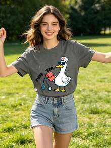 1 pieza de camiseta para mujer con estampado de enfermera de urgencias, manga corta, cuello redondo, estilo casual, adecuada para primavera y verano. 180g Algodón 100%. - Blanco - Ver 9