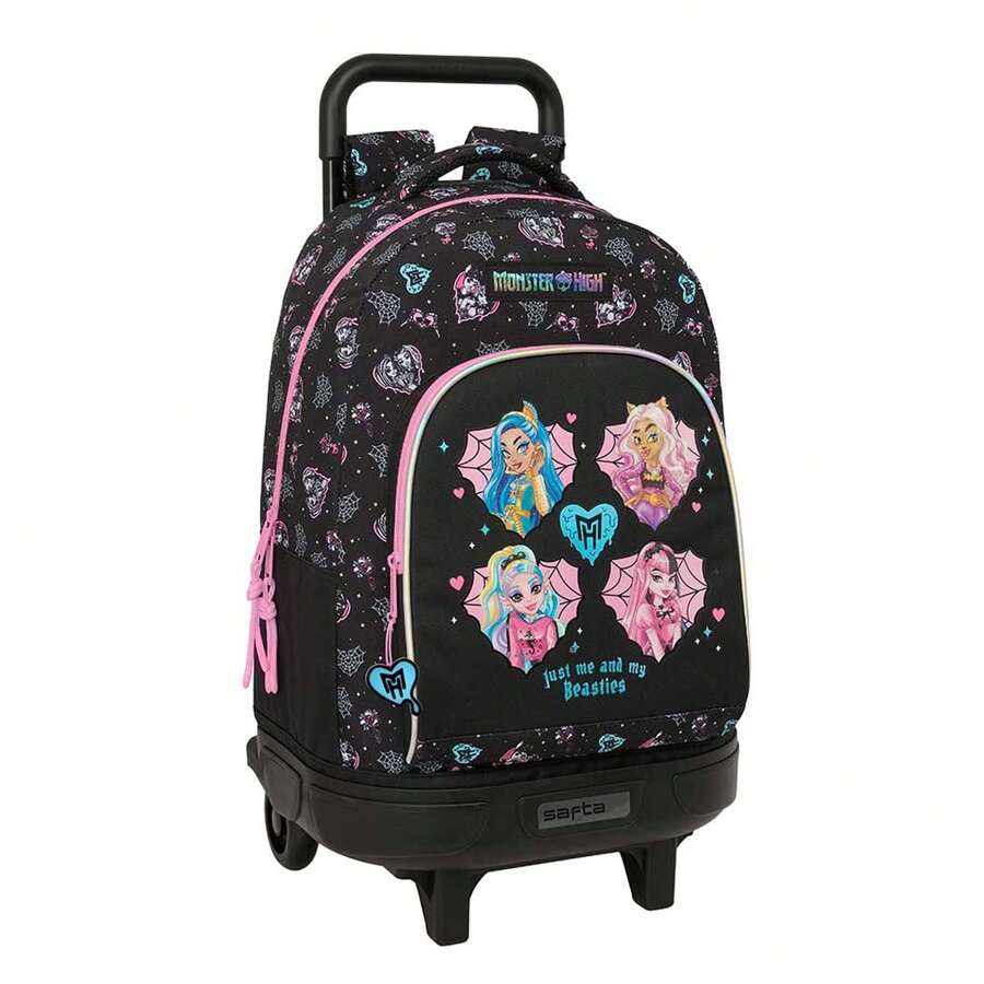 Safta Monster High 大型 Monster High Compact Evolution 兒童拉桿背包,帶可拆卸可清洗內襯,可透過拉鍊連接到拉桿箱,配有頂部提手和身份標籤,均碼 - 免費送貨 ✅ 西班牙大陸 24/48 小時送達 - 選項 11 - 查看 1
