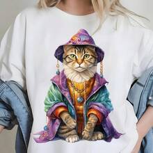 Women's Mardi Gras Animal Print Carnival T-Shirt At A Low Price And With A Great Discount, Ideal For Carnival Festival Enthusiasts. It's A Short-Sleeved White Shirt For Women. - 白色 - 查看 5
