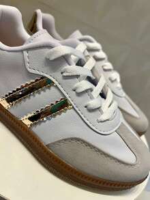 Women's Casual  Sneakers - Comfortable For Everyday Use - White/Gold - View 3