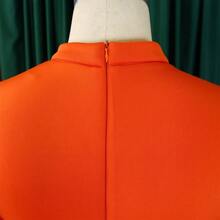 Women's Summer Dress, New Model, Double Ruffle Sleeve, Solid Color, Wide Full Skirt - 橘色 - 查看 6