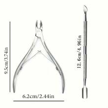 Bộ 2 dụng cụ làm móng gồm 1 kìm cắt móng bằng thép không gỉ và 1 dụng cụ đẩy biểu bì, dụng cụ chăm sóc móng có thể tái sử dụng, phù hợp cho sử dụng tại nhà và salon. - Bạc - Xem 5