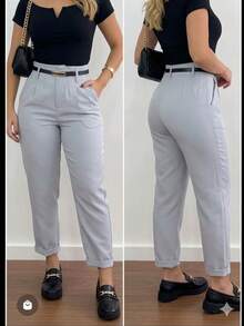 Tailored Trousers With A Carrot-Style Belt, ZA Type. - 1條灰色褲子 - 查看 1