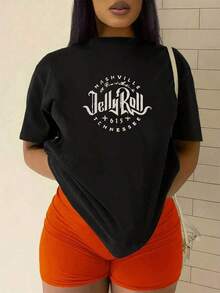 100% Cotton. The Graphic Represents The Musical Energy Of Nashville And The Free Spirit Of Tennessee With Artistic Lettering That Evokes A Passion For Southern Music. Women's 100% Cotton T-Shirts, Comfortable For Everyday Wear And Casual Style. Women's Simple Solid Color T-Shirt, Loose And Slim Fit Casual Short Sleeve - 黑色 - 查看 3