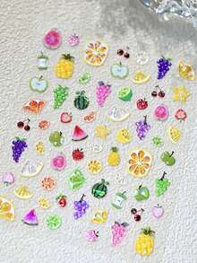 Stiker Kuku Lemon 3D Nuansa Musim Panas, Desain Buah Segar, Aksesori DIY Seni Kuku yang Lucu - Kuning - View 6