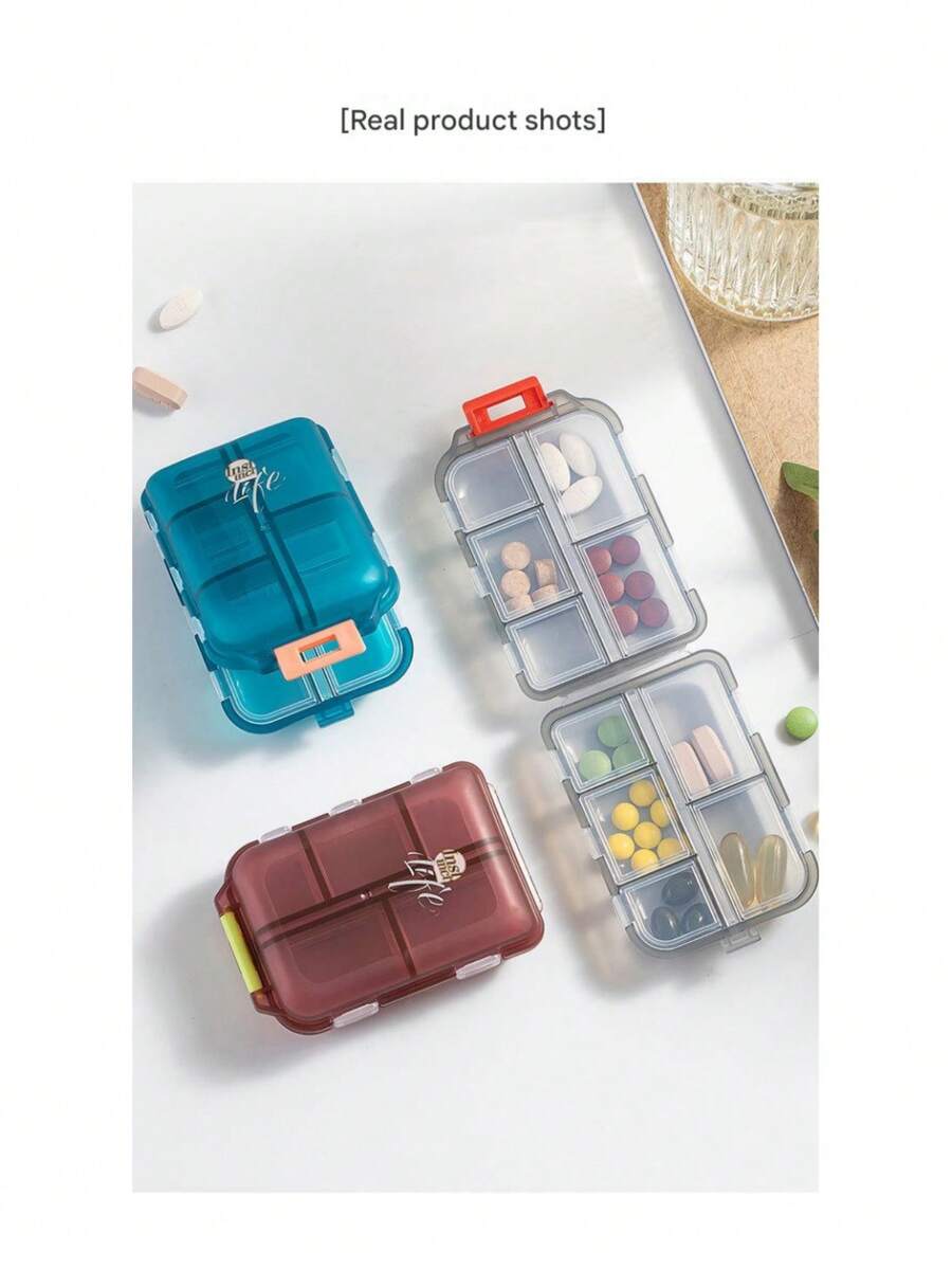 10-Compartment Portable Dual-Layer Pill Box, Waterproof Medicine Storage Container - Multicolor - View 1