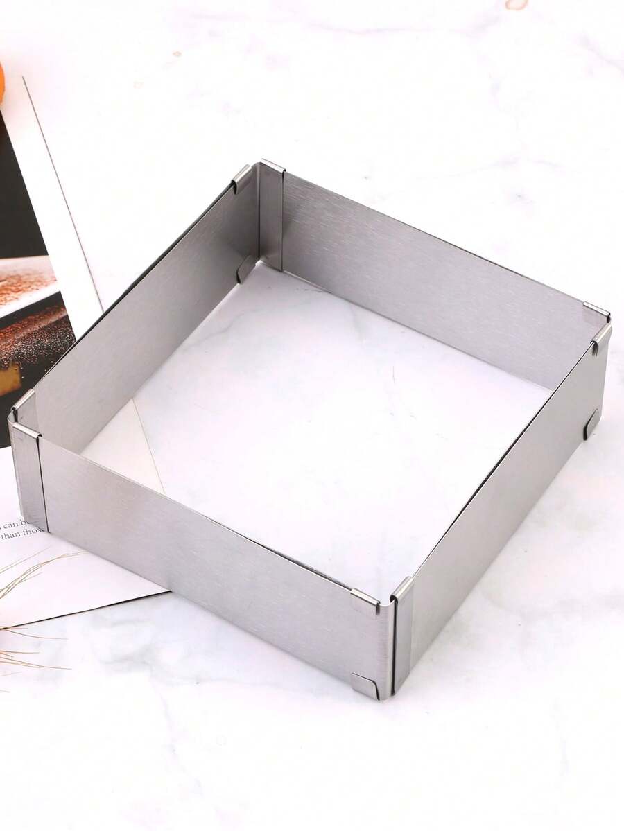 Brodark 可调节方形慕斯模具,二合一可扩展模具,一盒可解锁15x15厘米至28x28厘米多种尺寸,专业方形蛋糕和甜点制作器 - 銀色 - 查看 1