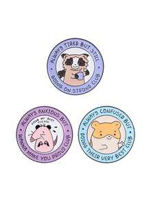 1 chiếc/bộ Ghim cài áo men hình gấu trúc, chuột hamster, thú có túi, câu lạc bộ tâm trạng động vật, trang sức hình động vật - Nhiều màu - Xem 11