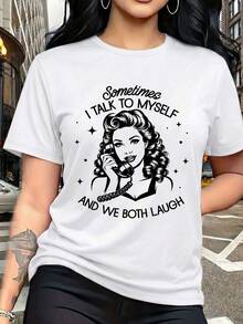 Women's T-shirt Camiseta Estampada de Estilo Oscuro Inspirada en el Punk, Camiseta Casual de Manga Corta, Camiseta de Moda para Mujer para Primavera y Verano - Blanco - Ver 1