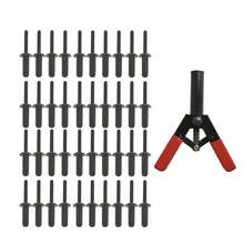 41 PC Plastic Rivet Gun Set Assorted Riveter Rivet Gun Quick Set Hand Tool W/ 40 Poly Rivets - Black - View 2