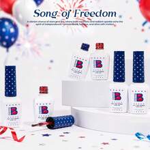 Beetles 6Colors 4th Of July Gel Nail Polish Set, Red White Blue Cat Eye Glitter Gel Nail Polish, Soak Off UV LED Independence Day Nail Art DIY Manicure - 6 Color Red White Blue Gel Nail Polish - 查看 7