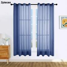 1 Stück und 2 Stück transparente Vorhänge/Ösen-Vorhänge/Mehrere Farben verfügbar/Halbtransparente Vorhänge/Lichtfilternde luftige transparente Vorhänge/Universelle dünne transparente Vorhänge für das ganze Haus, atmosphärische Fensterdekoration transparente Vorhänge, geeignet für Wohnzimmer/Schlafzimmer Vorhänge/Dekorative Vorhänge, - marineblau - Übersicht 25