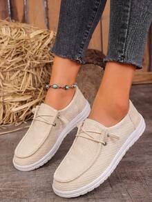 Women's Breathable Lightweight Sneakers - Low-Top Lace-Up Design For Summer, Lightweight Sole Suitable For Running, Walking, Tennis And Casua - Beige - View 4