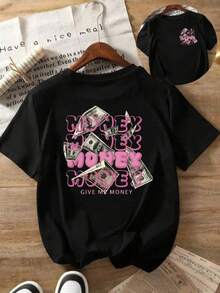 **Título del producto:** T-shirt única y moderna Y2K con diseño llamativo de billetes y texto "Give My Money".Ideal para quienes buscan un estilo urbano y original.Conquista todas las miradas en cualquier ocasión.¡No te quedes sin la tuya! PTQ7 - Negro - Ver 7