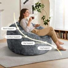 Curved Beanbag With A High Back Offering Full Body Support For Immersive Relaxation In Modern Living Spaces - 灰色 - 查看 5