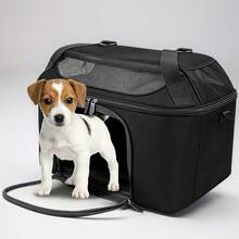 符合航空公司标准的宠物航空箱,适用于体重低于20磅的猫狗,舒适的宠物旅行笼配有柔软垫子,适合汽车/旅行/飞机/家庭使用。 - 彩色 - 查看 3