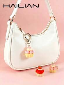 HAILIAN Simulation Strawberry Cupcake Bag Charm, Kawaii 3D Pendant, Sweet Aesthetic Keychain, Ins Style Accessory, Ideal Gift For Friends - Multicolor - View 1