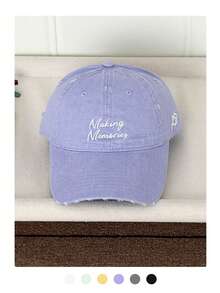 Soft Top Plain Letter Embroidery Baseball Cap Women's New Spring/Summer Couple Versatile American Style Baseball Cap Men's Designer Style Hat Large Head Circumference Baseball Cap Grey Vintage Face-Slimming Baseball Cap Versatile Sun Protection Baseball Cap - Making Embroidery - View 12