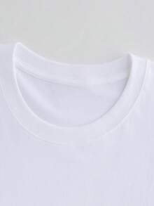 1 pieza[Impresión a doble cara]Camiseta de mujer para primavera/verano, estilo casual de playa, estilo bohemio, estampado Sun Heart LE SOLEIL, cuello redondo, manga corta, 100% algodón, corte holgado con hombros caídos[Chu K]100% algodón - Blanco - Ver 6