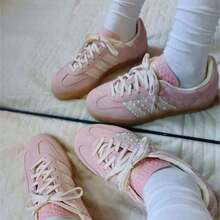 Adidas originals GAZELLE INDOOR粉紅白蕾絲低筒復古德訓T頭鞋女子板鞋 - 粉紅白色 - 查看 6