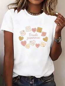 3388 #   Nueva camiseta de manga corta, imprescindible para las mujeres en verano, perfecta para viajes y citas, un regalo ideal para vacaciones y la playa. Top de manga corta cómodo y versátil. - Blanco - Ver 1