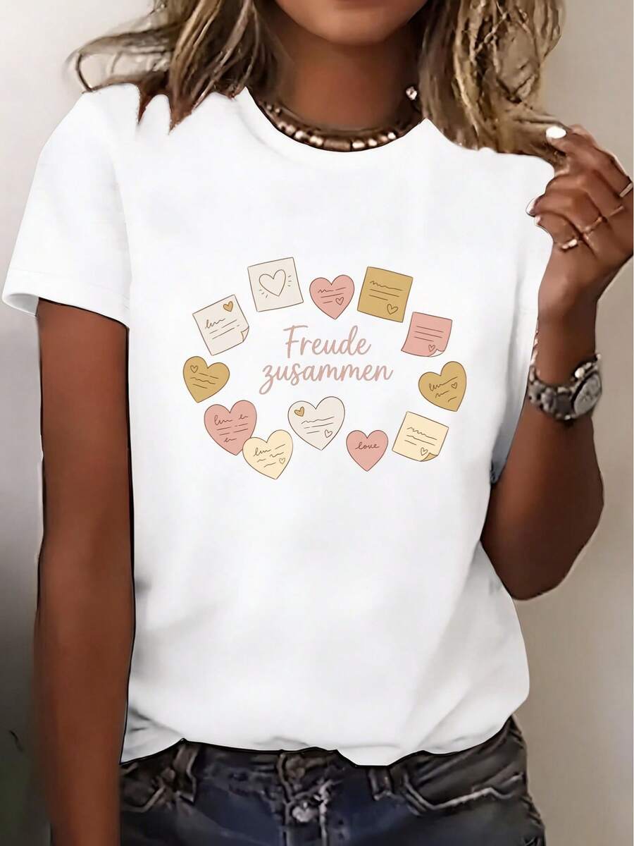 3388 #   Nueva camiseta de manga corta, imprescindible para las mujeres en verano, perfecta para viajes y citas, un regalo ideal para vacaciones y la playa. Top de manga corta cómodo y versátil. - Blanco - Ver 1