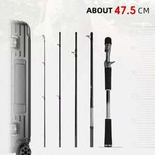 Caña de pescar portátil de 5 secciones para pesca de lanzamiento y spinning, de 2,1 m y 2,4 m, de carbono para agua salada, con peso de señuelo de 12-25 lb (5,4-11,3 kg) y 7-35 g, para pesca desde barco, jigging y trolling - Negro - Ver 9