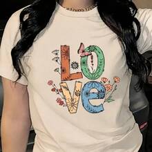 Local -47 Women's Short Sleeve Printed T-Shirt Spring Clothes Holiday Outfit White For Summer - 白2 - 查看 1