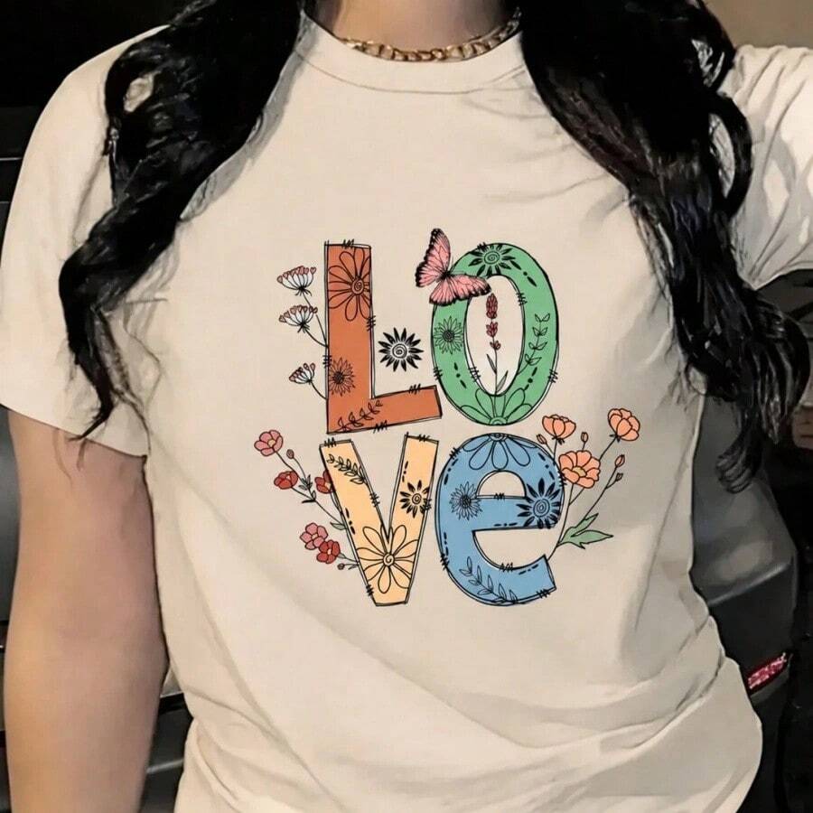 Local -47 Women's Short Sleeve Printed T-Shirt Spring Clothes Holiday Outfit White For Summer - 白2 - 查看 1