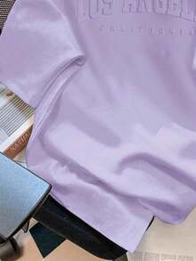 Camiseta   de corte holgado con cuello redondo y manga corta, con estampado de patrón Milano, estilo casual para mujer, para el verano. - Parma - Ver 6