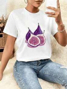 This Women's Casual Short-Sleeve T-Shirt Features A Crew Neck Design, A 3D Print Of Bright Figures, And A Vibrant Color Combination. Made From Soft And Breathable Double-Sided Brushed Milk Fabric, The Loose Fit Is Perfect For Wearing At Home. It's An Ideal Choice For Everyday Wear In Summer. - 白色 - 查看 7