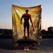 1pc S-Pider-Man Print Blanket,Retro Cartoon Style Throw Blanket,Cartoon Character Printed Blanket,All-Season Universal Nap Blanket,Character Home Decor Blanket,Modern Fashion Gift Suitable For Home Bedroom Bed Sofa Office Lunch Break Cover Picnic Blanket - Multicolor - View 1