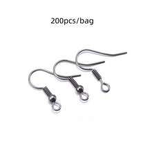 100/200pcs/Pack Iron Earring Hooks, Spring Earring Hooks With Beads, Minimalist Earring Findings, DIY Jewelry Making Earring Components - Ear Hooks - View 13