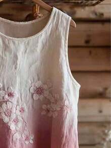 Nueva camisa sin mangas con estampado degradado de lino y algodón - Multicolor - Ver 4