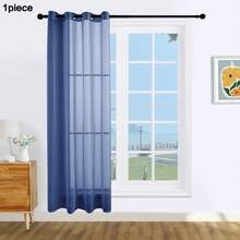 1 Stück und 2 Stück transparente Vorhänge/Ösen-Vorhänge/Mehrere Farben verfügbar/Halbtransparente Vorhänge/Lichtfilternde luftige transparente Vorhänge/Universelle dünne transparente Vorhänge für das ganze Haus, atmosphärische Fensterdekoration transparente Vorhänge, geeignet für Wohnzimmer/Schlafzimmer Vorhänge/Dekorative Vorhänge, - marineblau - Übersicht 20