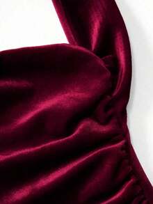 Vestido con cuello de halter y bajo de cola de sirena para mujer, vestido elegante sin espalda con pliegues sin mangas y ajuste ceñido color rosa intenso liso para fiestas y salidas nocturnas, vestido largo de mujer para primavera/verano - Rosa Fucsia - Ver 6