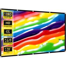 VOJCBKRE 120 Inch 16:9 Foldable Anti-Wrinkle Portable Projector Movie Screen, Suitable For Office Home Theater Indoor Outdoor, Supports Double-Sided Projection (With Hooks) - View 1