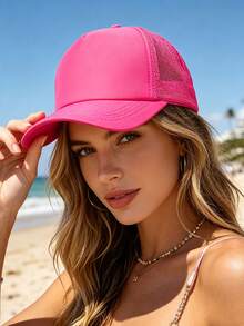 1 Stück Unisex Trucker Cap, einfarbige Baseballkappe, Street Fashion Mesh Cap, Outdoor Sonnenschutz Freizeitkappe, geeignet für Frühling, Sommer, Herbst, Reisen, Strand - Verschiedenfarbig - Übersicht 3